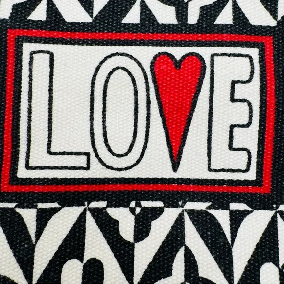 Brighton LOVE Zip Pouch Black White Geometric Canvas 9x5.5 - Picture 5 of 11